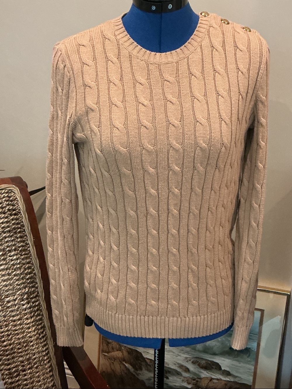 Classic Cable Knit Sweater - Beige